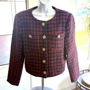 Aqua Multicolor Tweed Crop Jacket